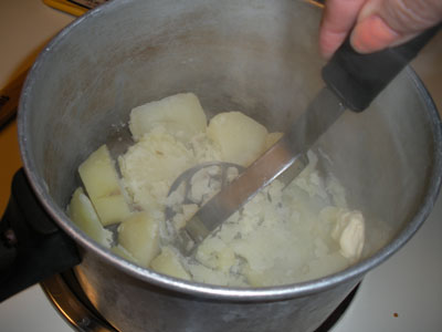 Mashing potatoes